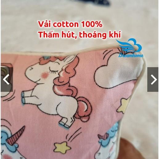 Gối Trẻ Em Cotton 100% Xuất Hàn Cho Bé Từ 1-5 Tuổi, Gối Cotton 100% Cho Bé 30 x 42cm Mềm Mát