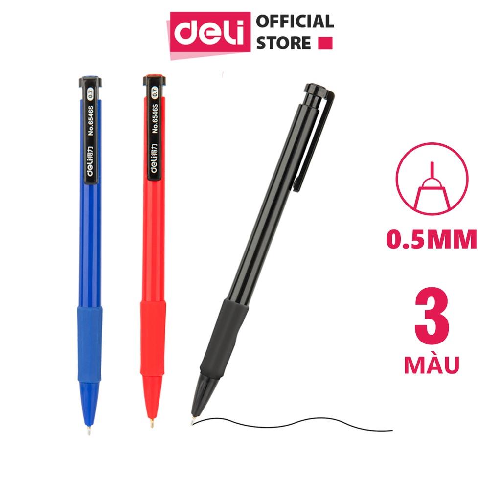 Combo 5-10-20 Bút Bi Viêt Bi Bấm Văn Phòng Học Sinh 0.7mm Deli - Đầu Bấm Thiết Kế Chống Trượt Tiện Dụng - 6546S