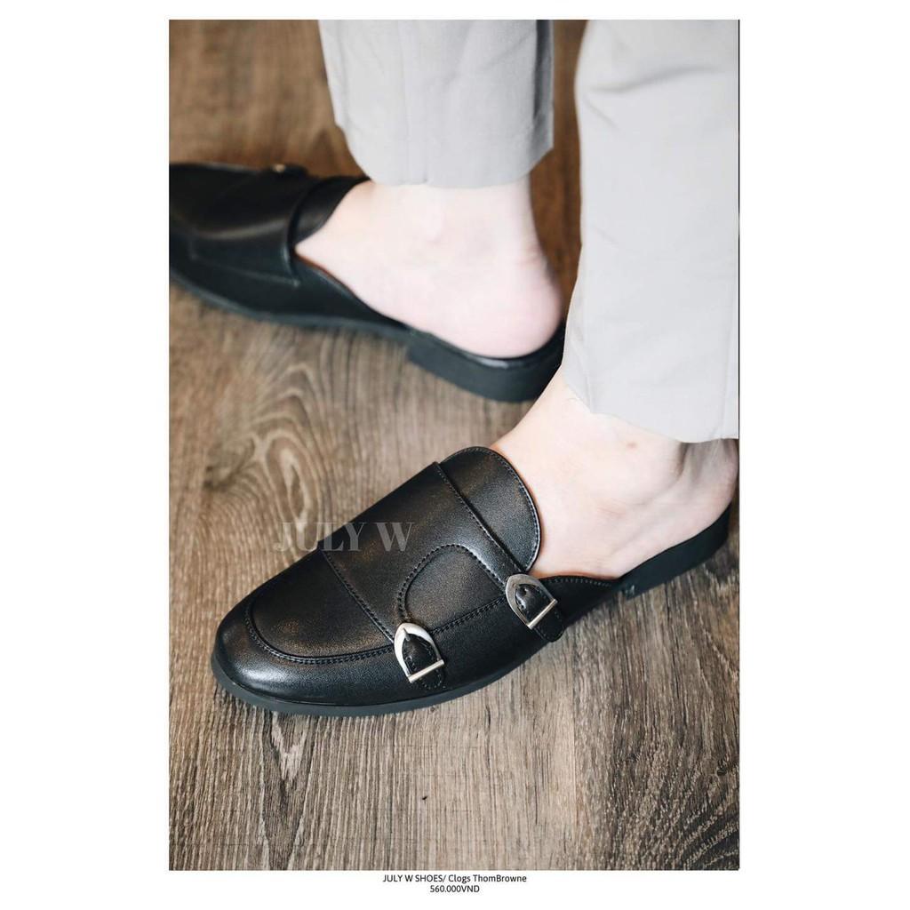 Giày sục nam da bò. Double Monk Strap Slipper