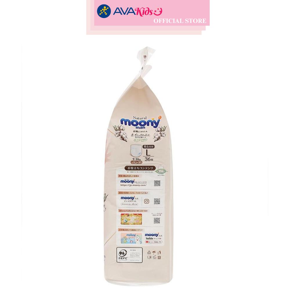 Tã quần Moony Natural size L 36 miếng (9 - 14 kg)