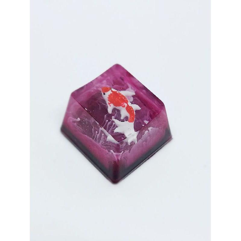 Keycap cá koi tone đỏ đô trang trí bàn phím cơ gaming