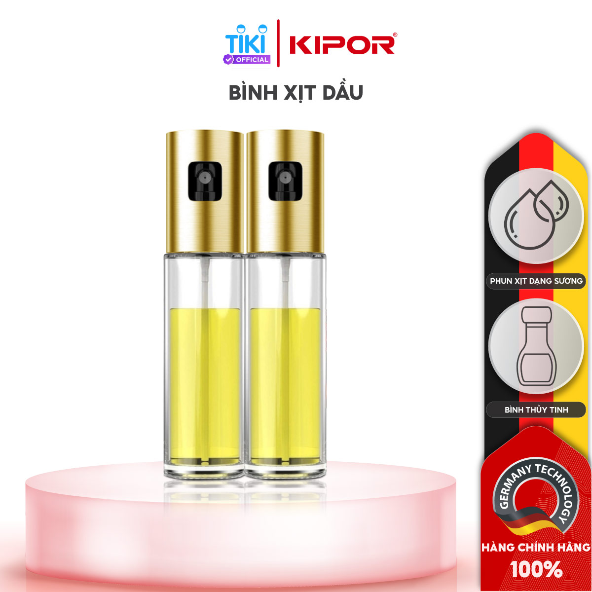 Bình xịt dầu ăn phun sương cầm tay KIPOR KP-XD01 - Chai thuỷ tinh cao cấp - Tiện lợi, dễ sử dụng