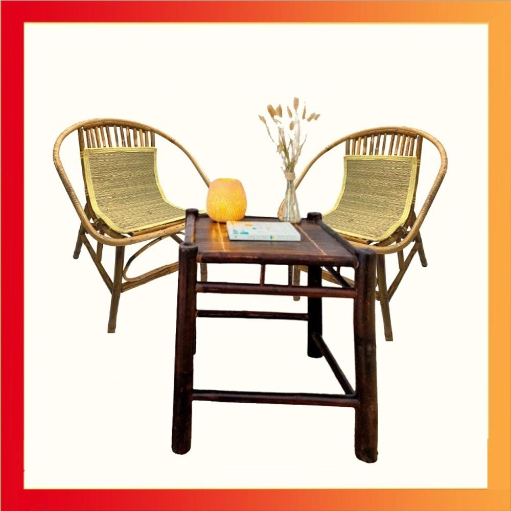Combo Bàn ghế mây tre đan tự nhiên, phù hợp làm quán Cafe / bàn ghế ban công gia đình