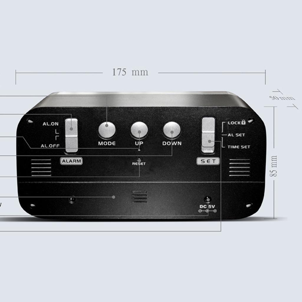 2Pcs LED Desk Alarm Clock - Time Snooze Mirror Temp Calendar Night Mode