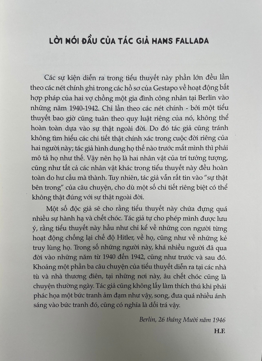 [Sách] Đời Ai Nấy Chết - tác giả Hans Fallada - Sách Tao Đàn xuất bản