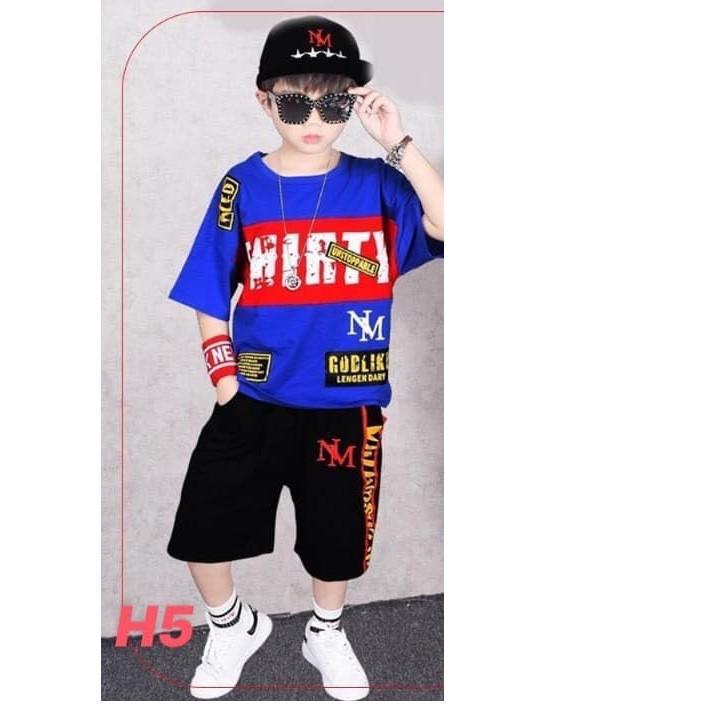 Bộ bé trai hiphop phong cách hàn quốc thun cotton xinh mát