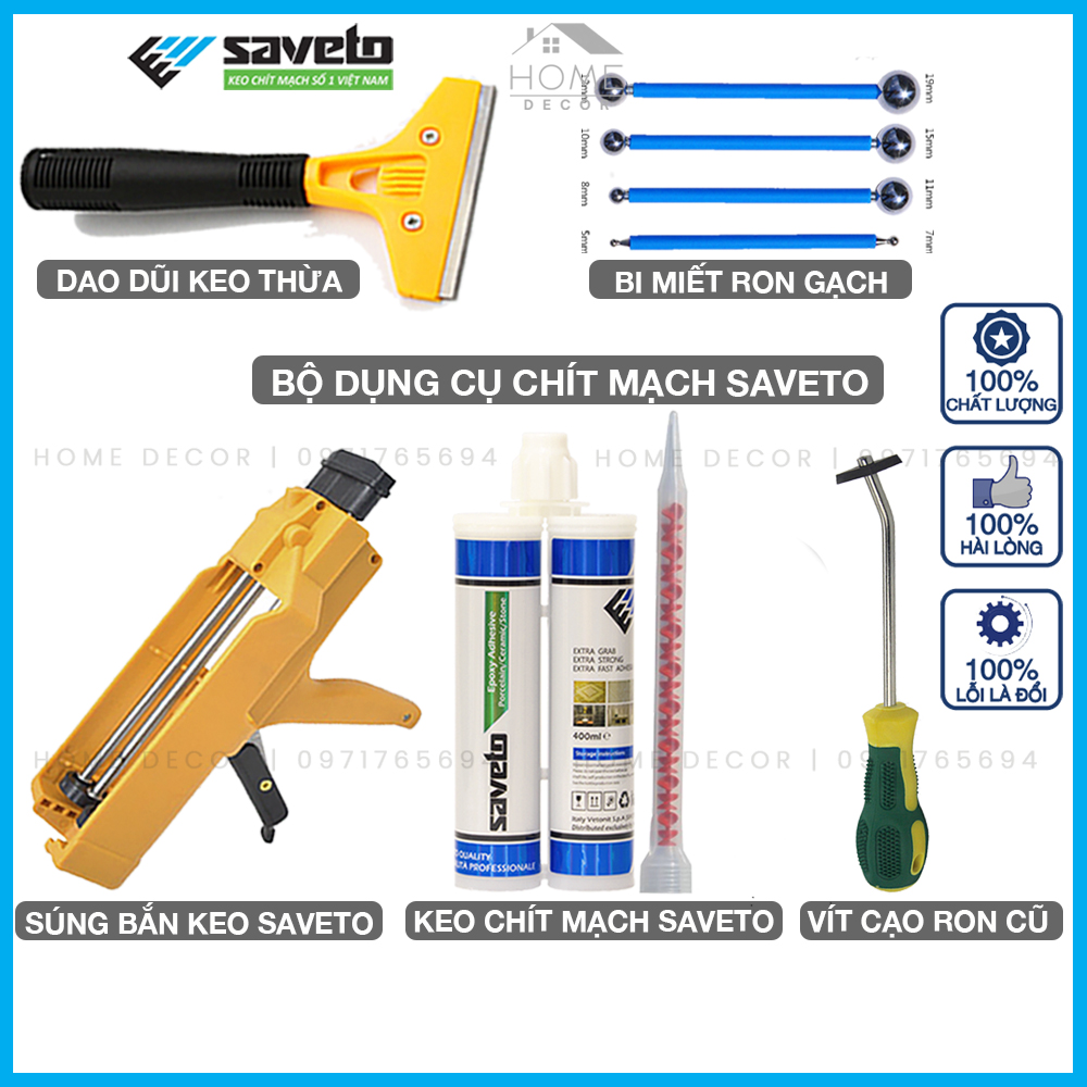 Keo dán mạch gạch siêu bám dính, keo chà ron gạch SAVETO chống thấm nước 400ml