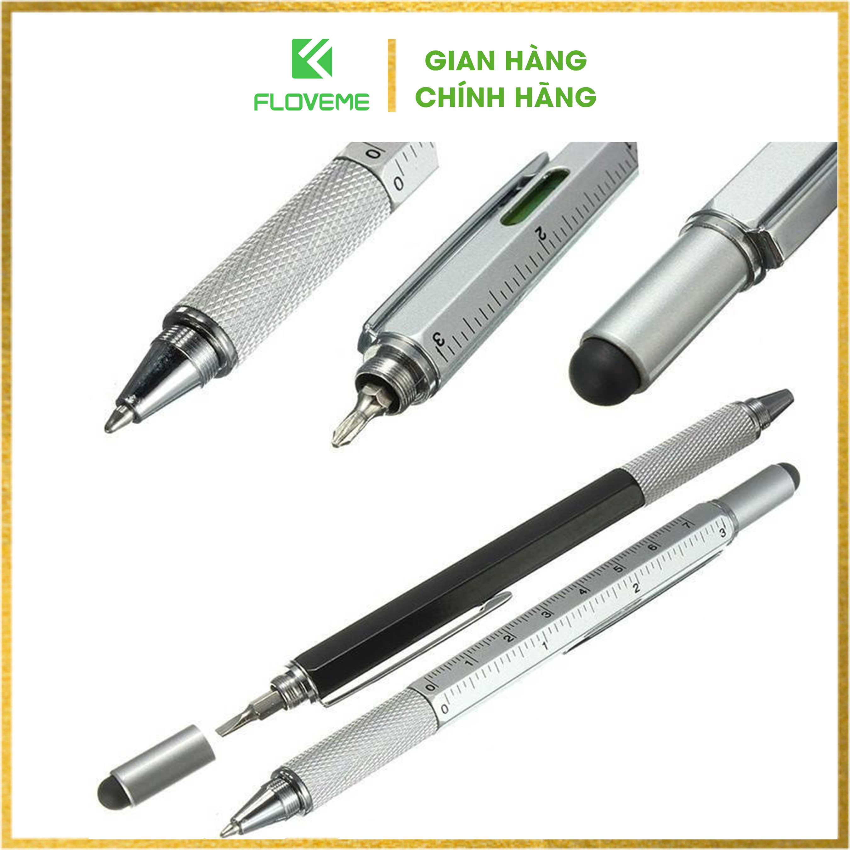 Bút cảm ứng FLOVEME đa năng 6 in 1 - thiết kế nhỏ gọn sang trọng -Dùng cho tất cả các điện thoại smart phone - Hàng chính hãng