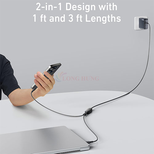 Cáp USB Type-C to Type-C Anker 2 in 1 USB-C 1.2m 140W A8895 - Hàng chính hãng