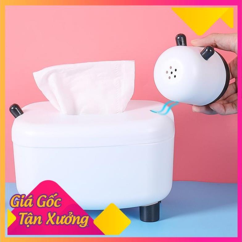 Hộp Đựng Khăn Giấy Để Bàn Kiêm Lọ Để Tăm Hình Con Bò Sữa FREESHIP  TP'S