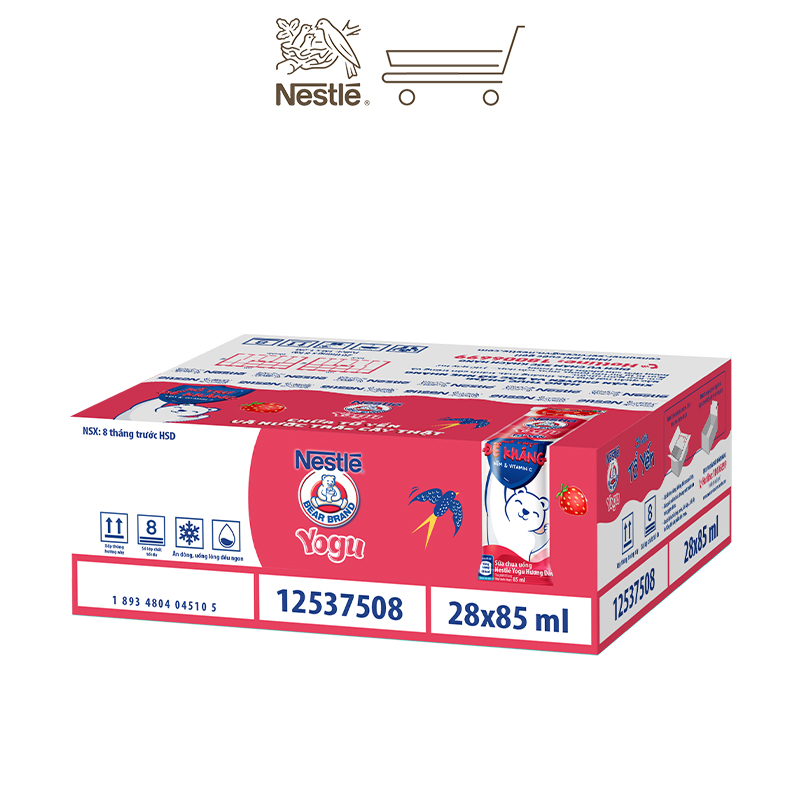 Thùng 28 gói Sữa chua Tổ Yến Nestlé Yogu Hương Dâu 28x85ml