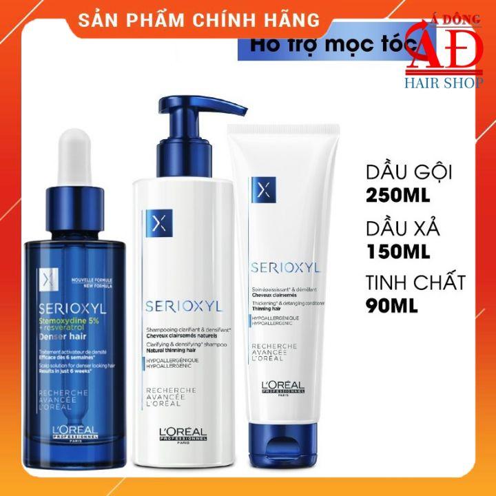 BỘ DẦU GỘI XẢ LOREAL SERIOXYL LÀM DÀY TÓC 250ML/150ML VÀ TINH CHẤT MỌC TÓC DENSER HAIR 90ML