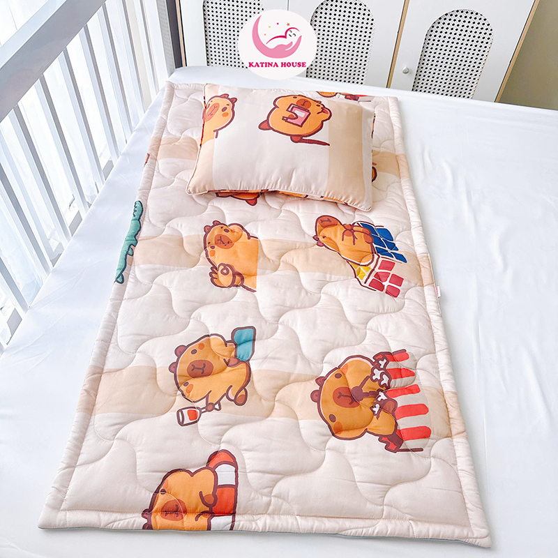 Bộ nệm gối cho bé đi học Katina House, vải tencel mềm mại, thoáng mát, phù hợp 5-10t