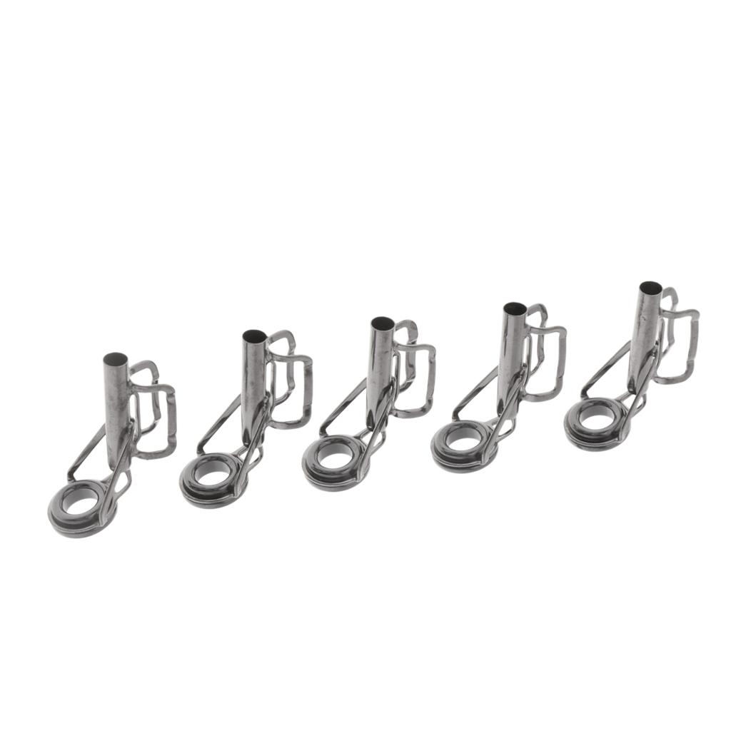 5Pcs Stainless Steel Fishing Rod Guides Top Tip Rings DIY Rod Repair Kit
