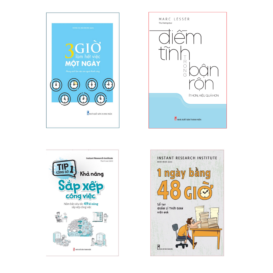 Combo 4 Cuốn: Tip Công Sở 1 - Khả Năng Sắp Xếp Công Việc + 1 Ngày Bằng 48 Giờ + Điềm Tĩnh Trong Bận Rộn + 3 Giờ Làm Hết Việc Một Ngày