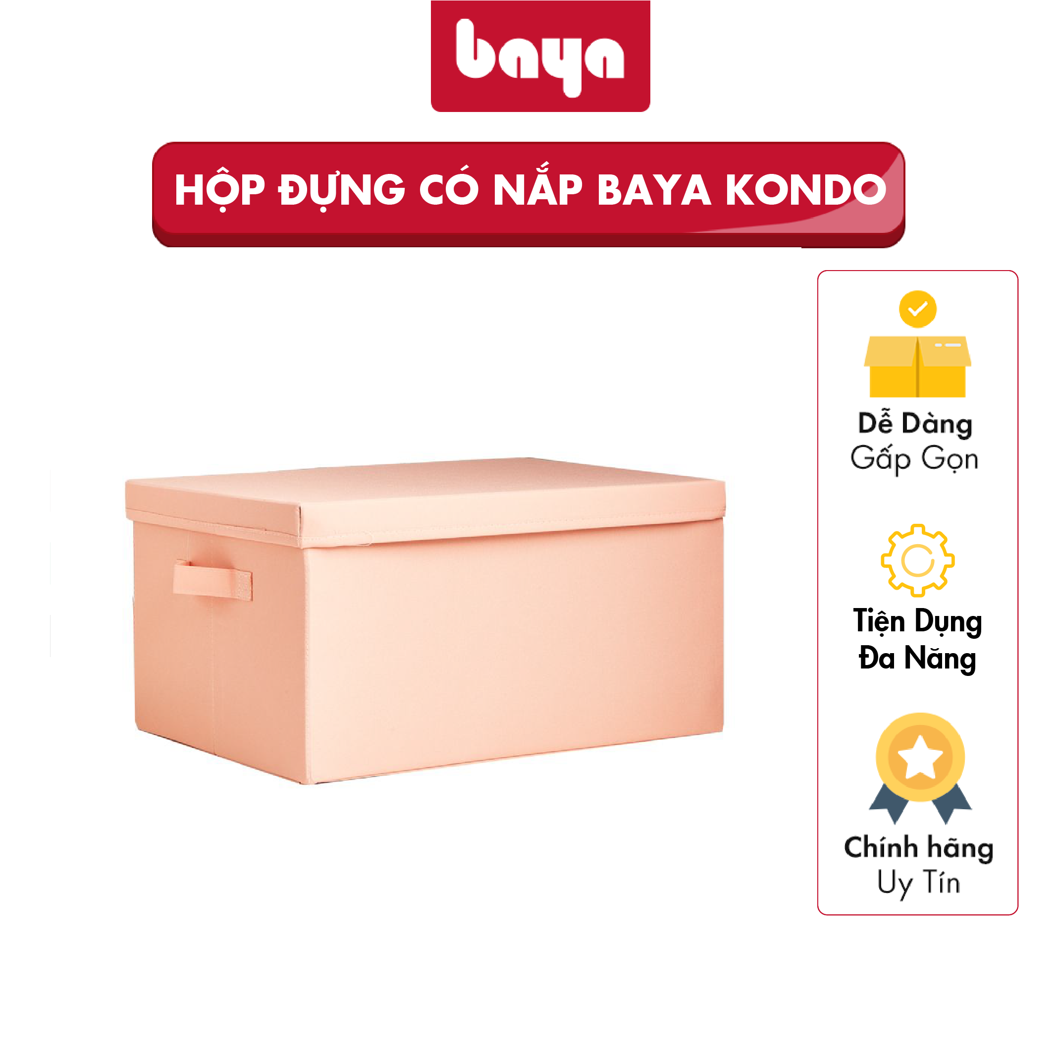 Hộp Đựng Có Nắp BAYA KONDO Hộp Vải Đựng Đồ Thiết Kế Thông Minh, Nhỏ Gọn, Cung Cấp Giải Pháp Lưu Trữ Thông Minh 2000048