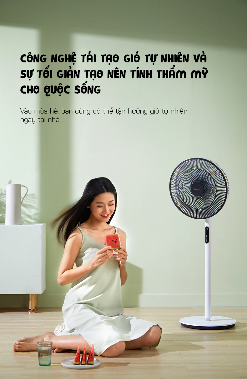 Quạt Đứng MIDEA SAD35EA Tự Điều Chỉnh Tốc Độ Gió Độ Ồn Thấp Tiết Kiệm Năng Lượng – Hàng Chính Hãng