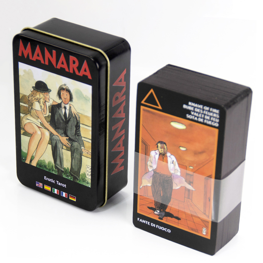 Bộ Bài Manara Erotic Tarot Hộp Thiếc Mạ Cạnh Đen 78 Lá Tặng File Tiếng Anh