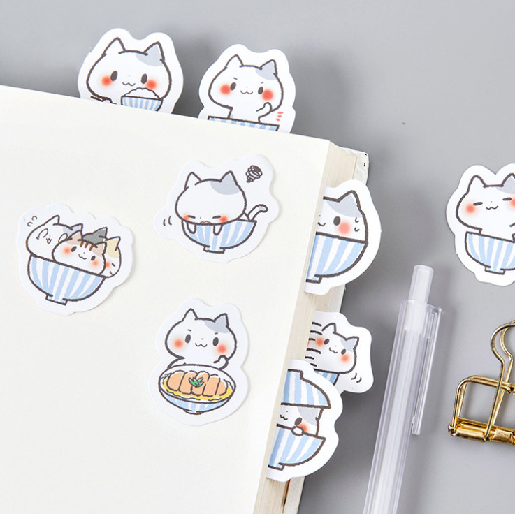 Hộp 45  Miếng Dán Sticker Trang Trí Mèo Tô Nhật Bản