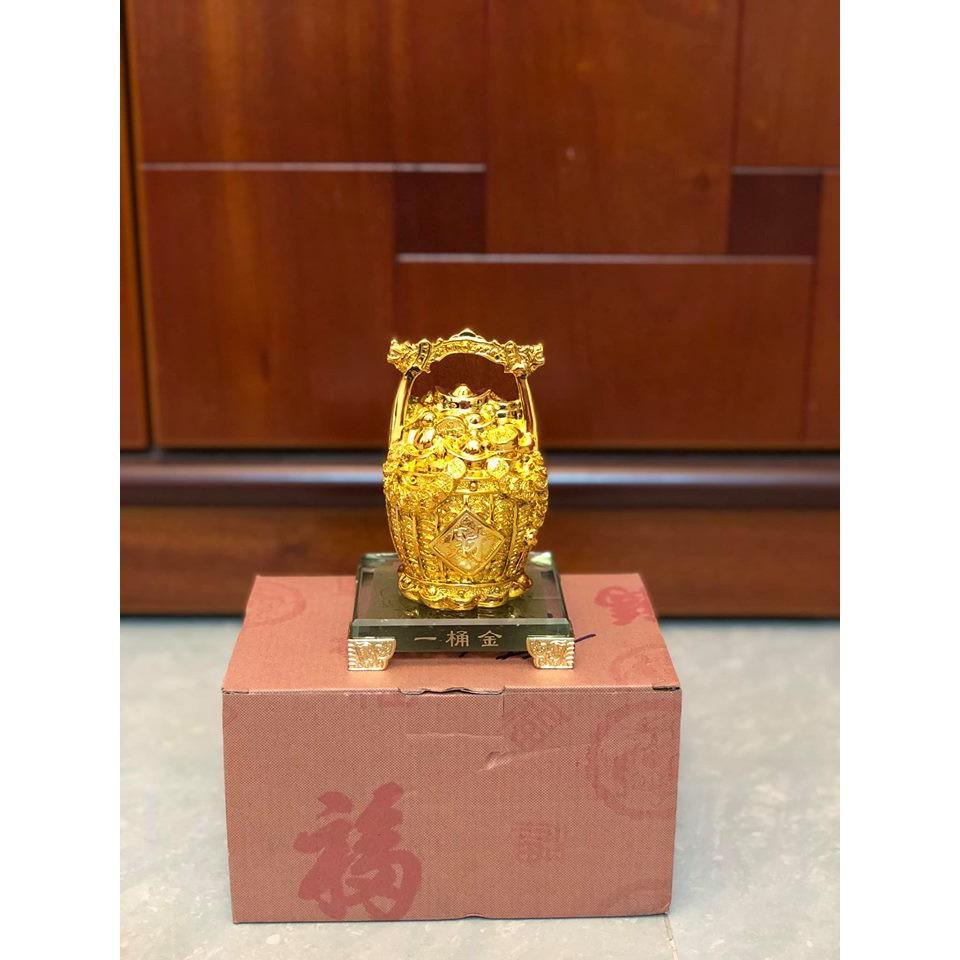 Lu tiền vàng đế thủy tinh cao 14cm