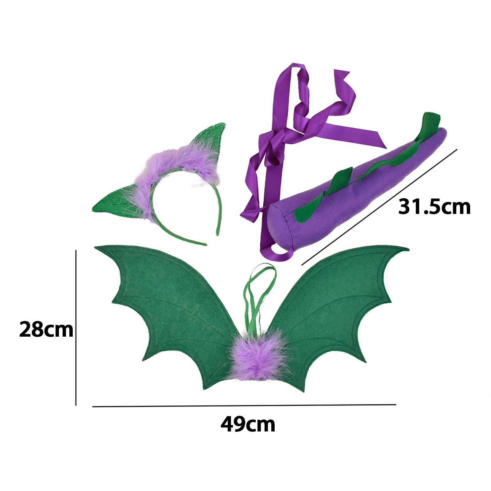 3Pcs Kids Dragon Costume Child Dinosaur Wing Tail Set for Role Play Birthday