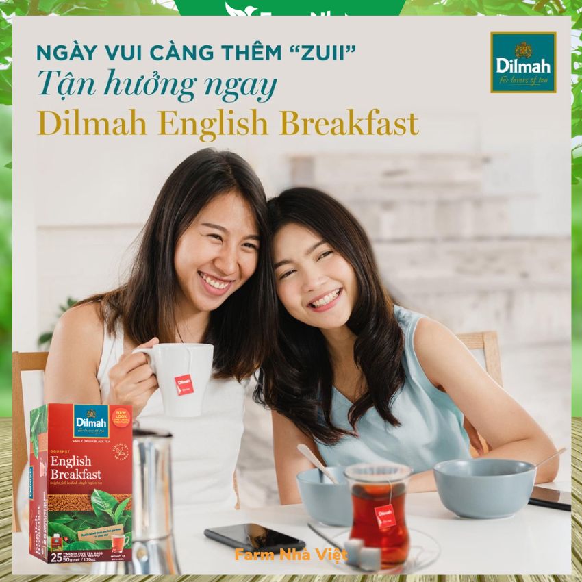 (Combo 2 hộp) Trà Dilmah English Breakfast 50g (Túi bạc đặc biệt) 25 túi x 2g Trà Buổi Sáng - Tuyệt vời để khởi đầu một ngày mới