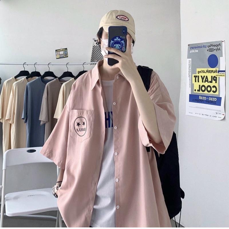 Áo Sơ Mi Nam Ngắn Tay Form Rộng Kiểu Hàn Unisex Nam, Nữ. Áo SơMi Nam,Nữ Hàn Quốc Tay Lỡ-ASOMIMATCUOI