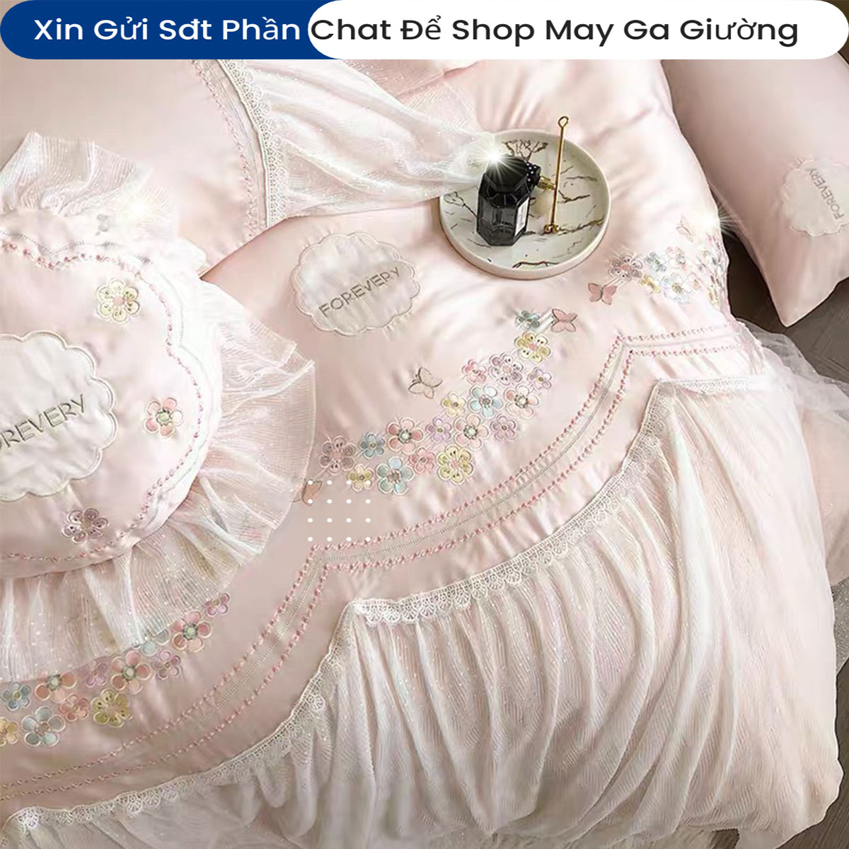 Bộ Chăn Ga Gối Lụa Sateen ANNA NGUYÊN Cao Cấp Chuẩn Khách Sạn 5 Sao Bộ Ga Ra Drap Đệm Chăn Chần Bông Cao Cấp