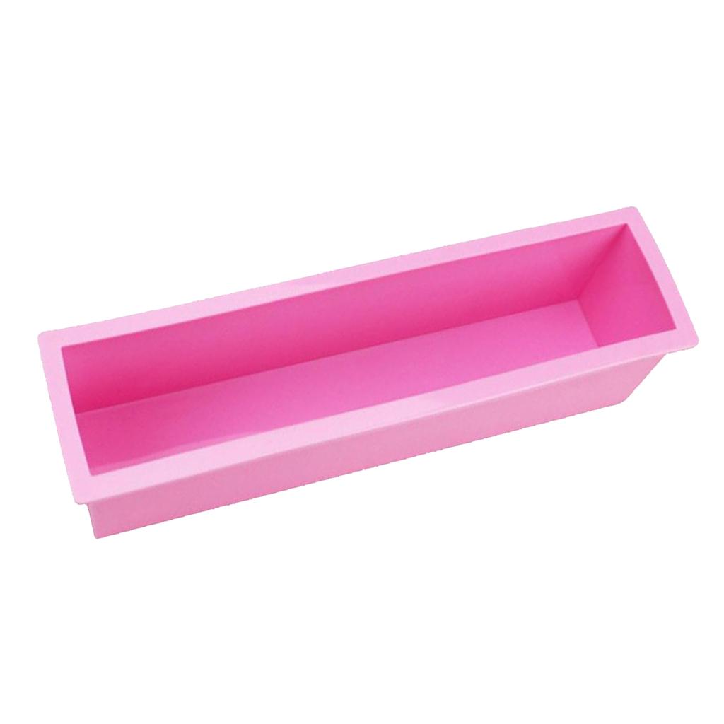 1200g Silicone Soap Loaf Mold Wooden Box DIY Making Tool BPA Free A Pink