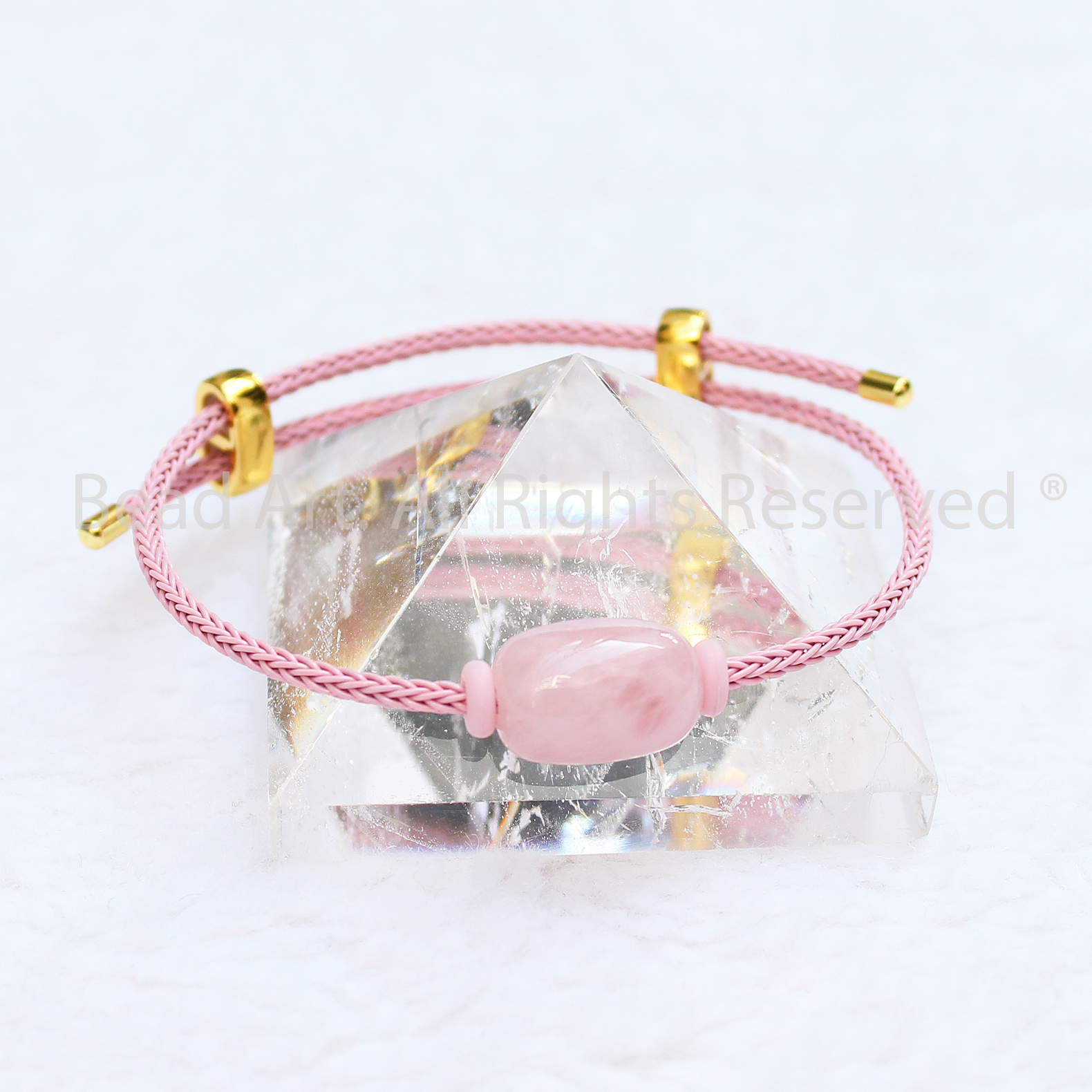 Vòng Tay Đá Lu Thống Thạch Anh Hồng  15x11MM Tự Nhiên, Hoả, Thổ, Trang Sức Phong Thuỷ, Chuỗi Hạt - Bead Art