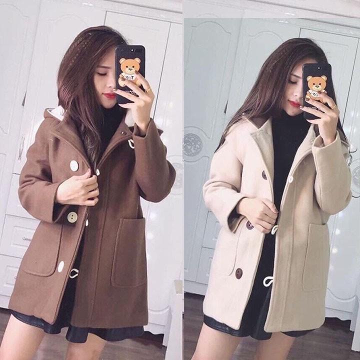 Áo dạ mũ khuy cài cao cấp