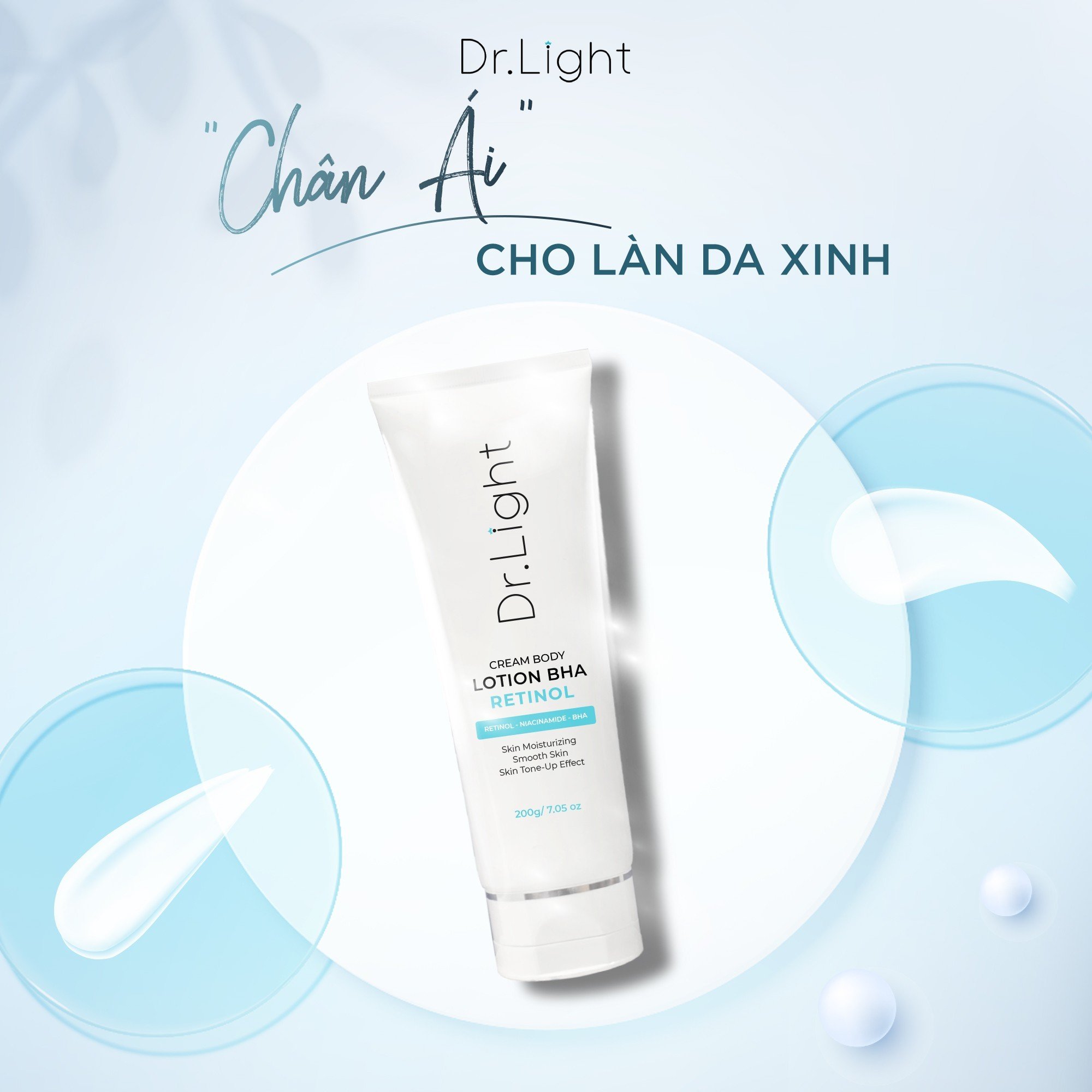 COMBO 9 Kem Body Dr.Light Kem dưỡng Trắng Sáng Da Với Hợp Chất Retinol Niacinamide BHA 200ml