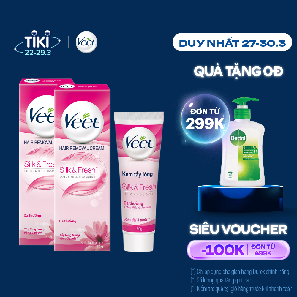 Combo 2 Kem Tẩy Lông Cho Da Thường Veet Silk Fresh 50G