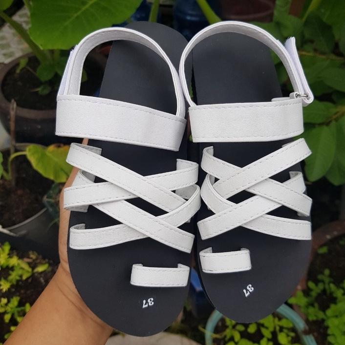 xăng đan nam nữ sandal đồng nai đế đen quai trắng