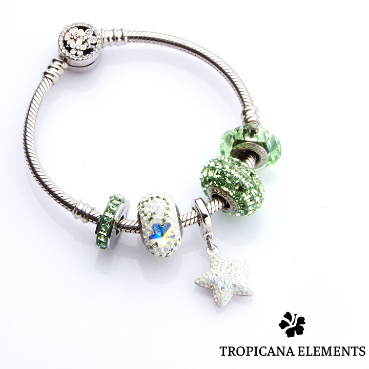 Lắc Tay Tropicana Phối Charm Swarovski Ngôi Sao Ngọc Thạch