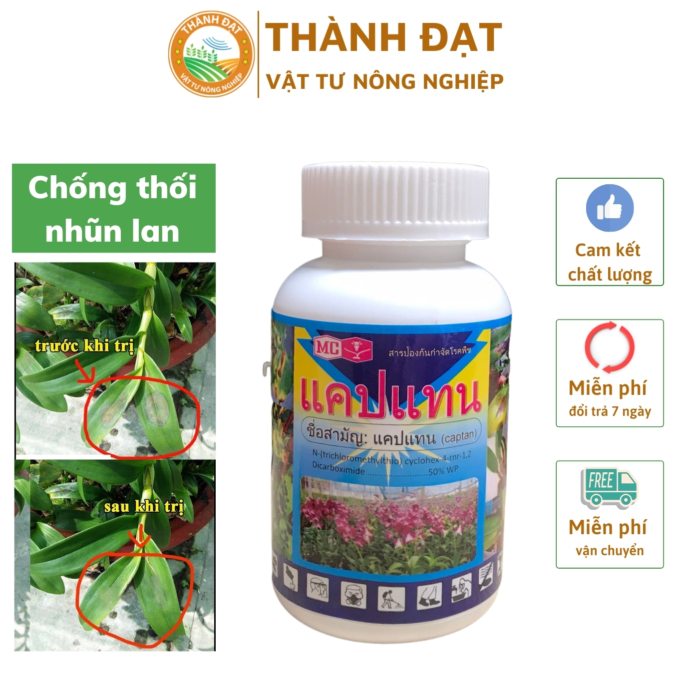 Thuốc chống thối nhũn cho lan Captan hàng thái lan