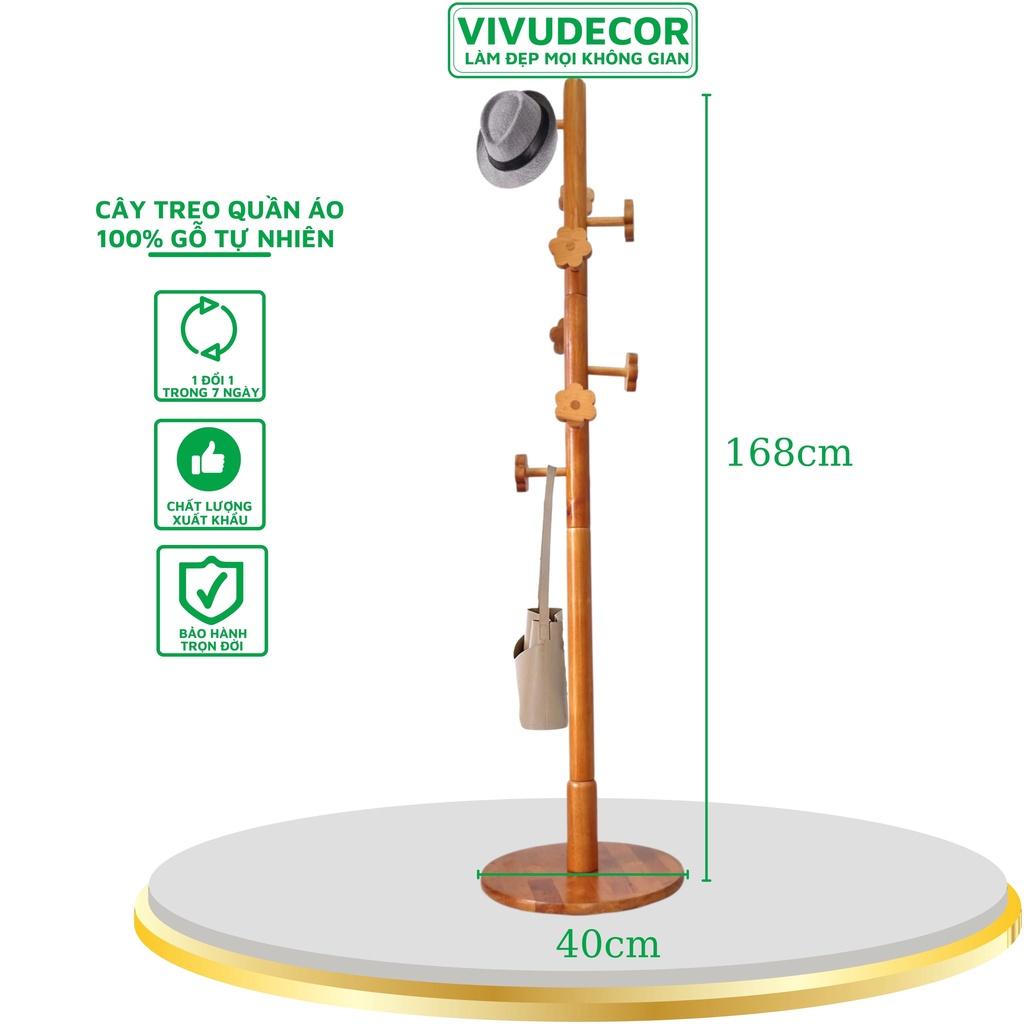 Cây treo quần áo VIVUDECOR CT15 100% gỗ tự nhiên 8 nhánh