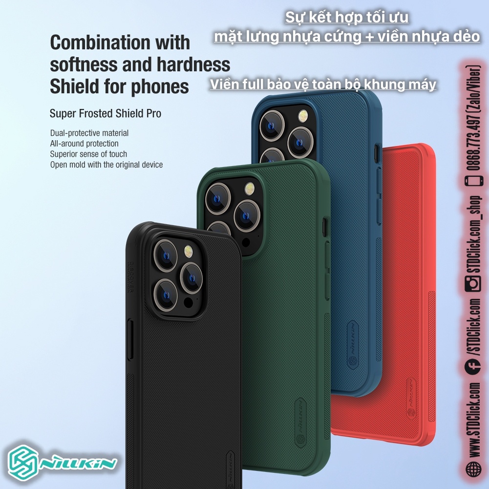 ỐP LƯNG DÀNH CHO ĐIỆN THOẠI IPHONE 14 PRO NILLKIN NHỰA CỨNG VIỀN DẺO