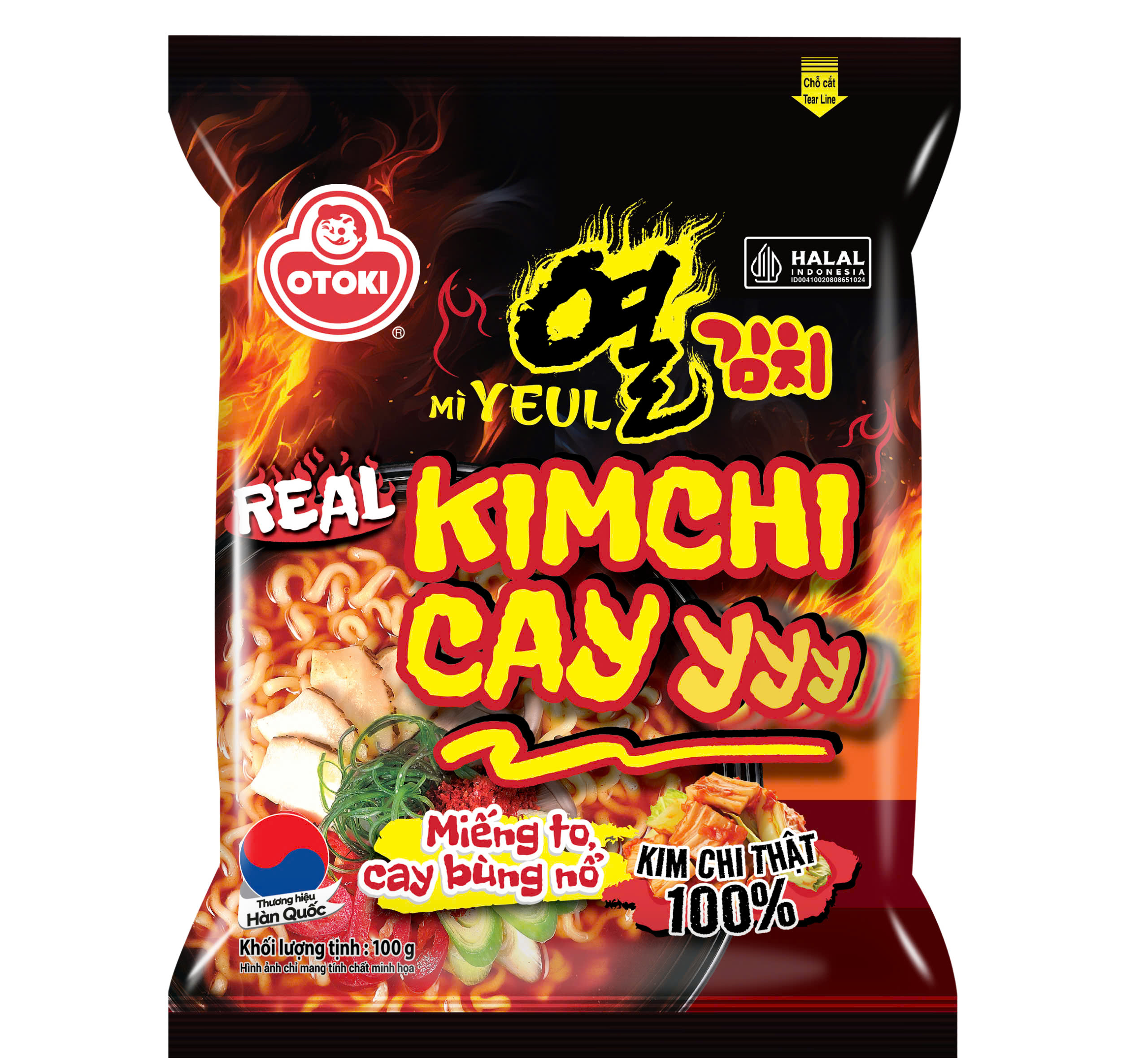 Combo 3 Gói Mì Yeul Kimchi Cay Otoki 100g