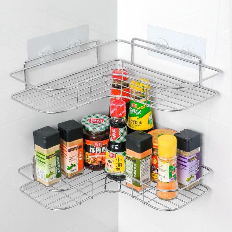 Kệ Góc Inox 304 Nhà Tắm Không Gỉ Dán Tường Siêu Chắc Full Box- Tặng Kèm Miếng Dán