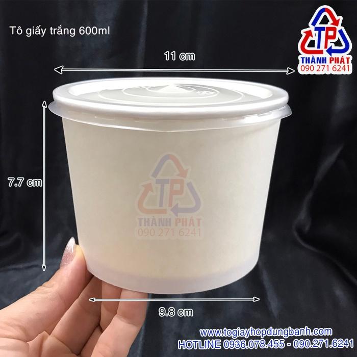 50 Tô giấy 600ml đựng cháo -Tô giấy đựng thức ăn bao gồm nắp - Tô giấy đựng lẩu ly