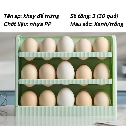 Khay đựng trứng CÁNH TỦ LẠNH 3 tầng 30 quả nhựa PP an toàn cao cấp