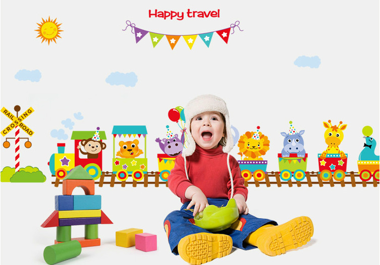 Decal trang trí dán tường đoàn tàu cho bé - Giấy dán tường trang trí phòng cho bé - Decal trang trí nhà cửa