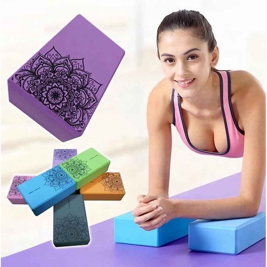 Gối yoga hoa văn Combo 3 món ( 2 gạch và 1 dây đai)- gạch gối 200gr cao cấp