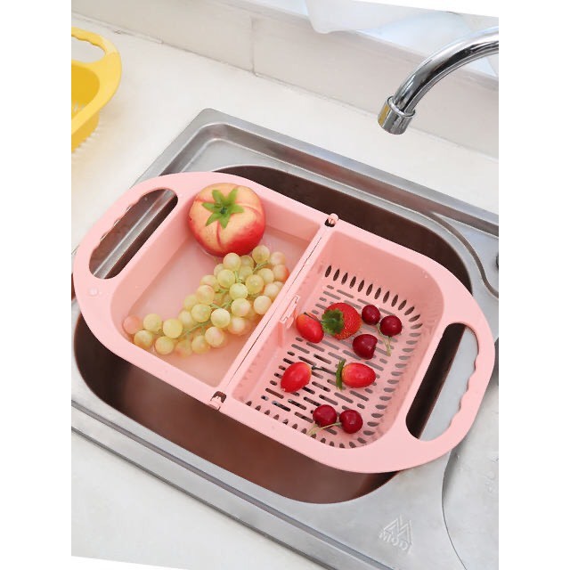 RỔ GẤP MỞ RỬA RAU CỦ 2 NGĂN HENRYSA CÓ TAY CẤP THOÁT NƯỚC TIỆN DỤNG NHÀ BẾP