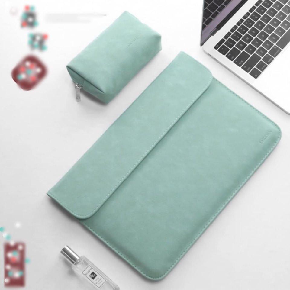 Bao Da, Túi Da, Cặp Da Chống Sốc Cho Macbook Pro 16 Inch - Xanh Bạc Hà