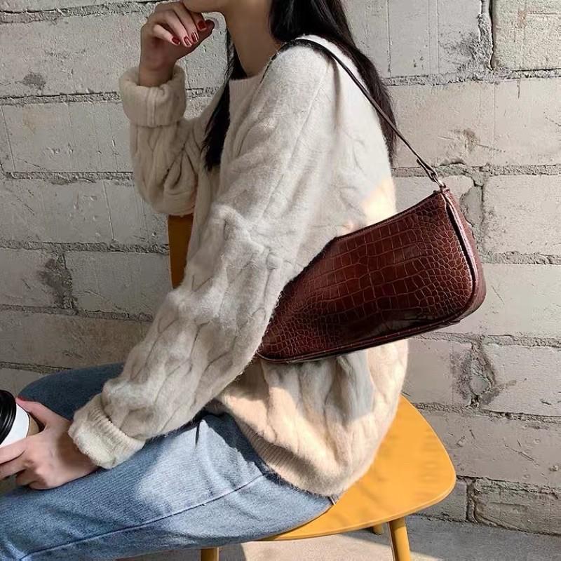 Túi kẹp nách da rằn màu nâu tây