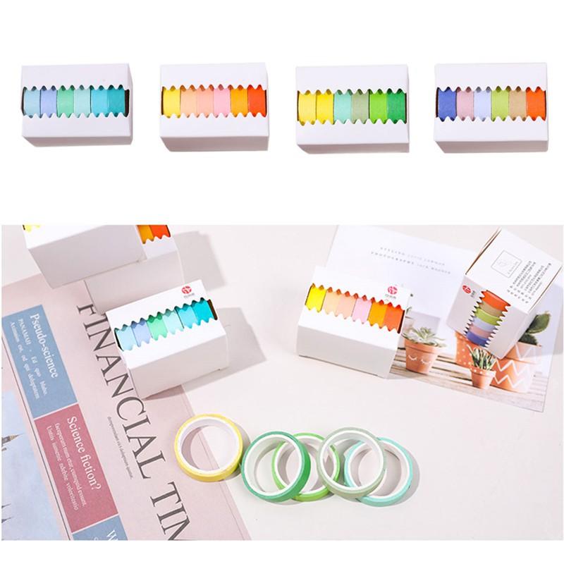 Set 6 cuộn washi tape màu trơn trang trí sổ (Songdao mẫu mới)