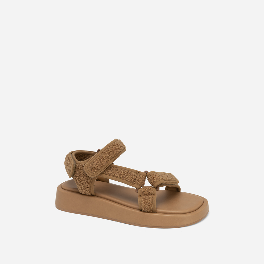 Vascara Sandal Đế Bánh Mì Phối Vải Lông - SDK 0329