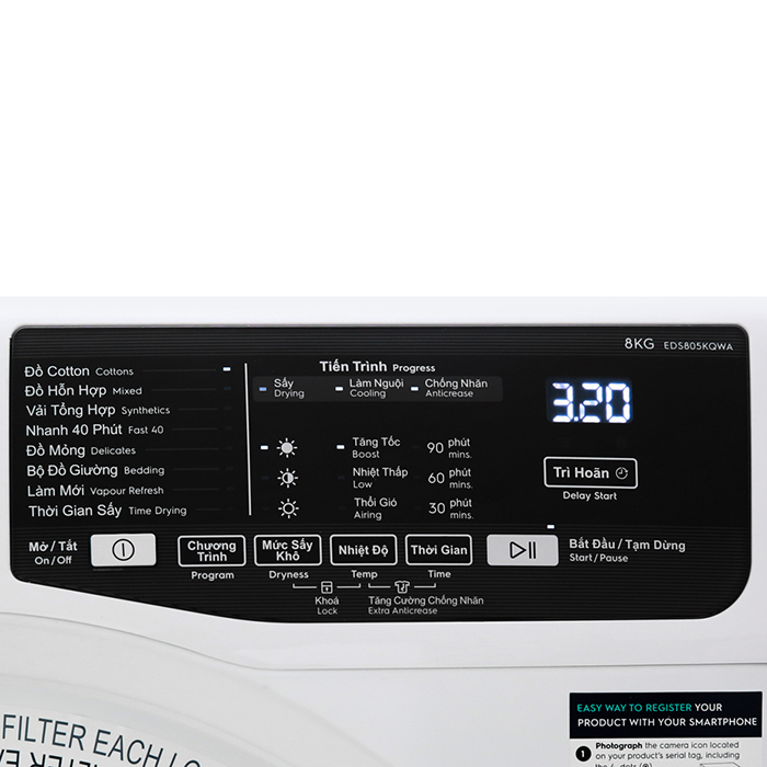 Máy sấy Electrolux 8 kg EDS805KQWA